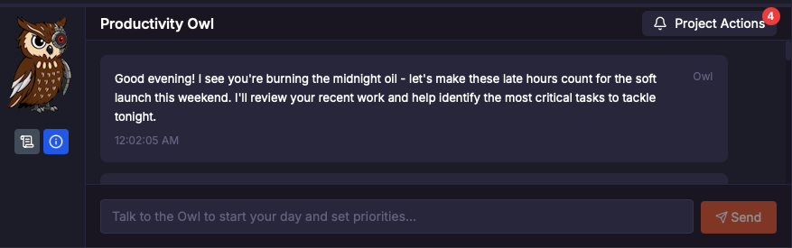 Productivity Owl Interface